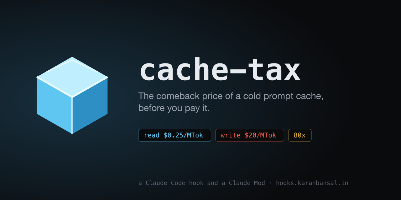 cache-tax: read $0.25 per million tokens, write $20, 80x